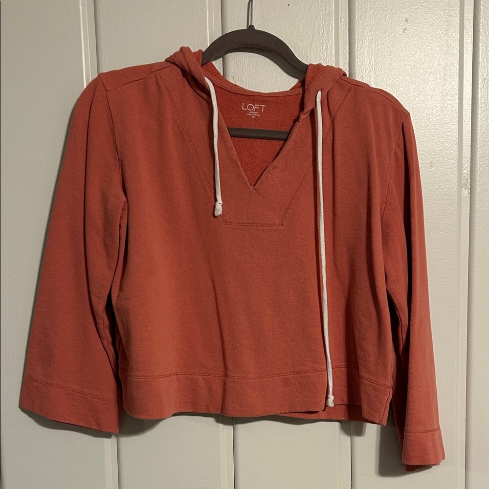 LOFT Women's Coral Cropped Hoodie Sweatshirt